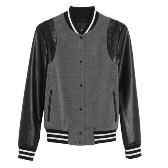 Trouvé Varsity Jacket in Grey Combo Size Medium EUC - Picture 9 of 15